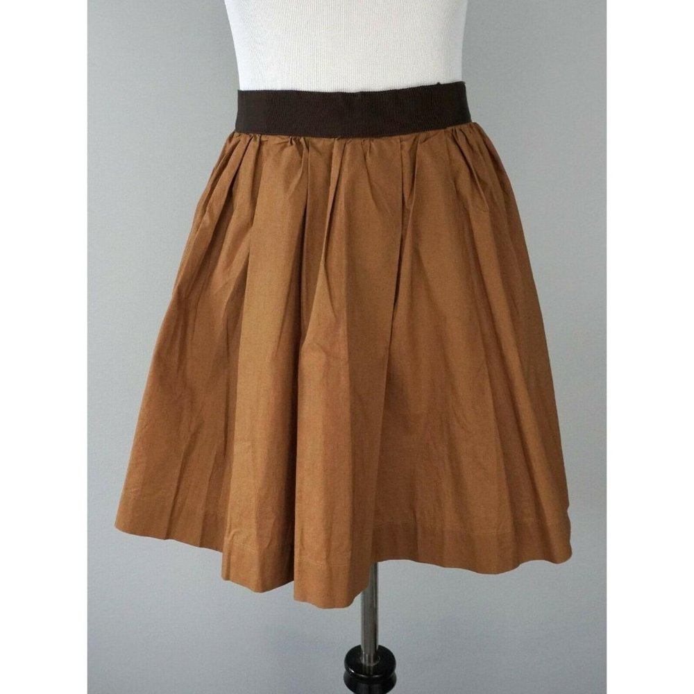 WOOLRICH Orange Pleated Cotton Short Flared Skirt
